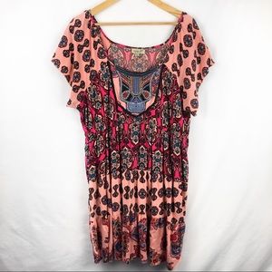 One World Boho Embroidered Tunic Dress